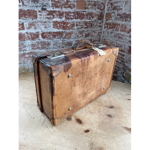 125 - Vintage Leather Suitcase