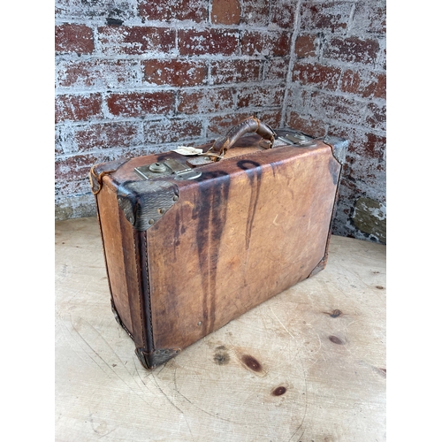 125 - Vintage Leather Suitcase