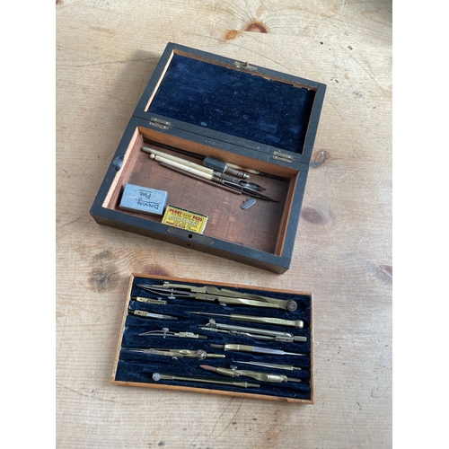 126 - Vintage Technical Drawing Set In Wooden Box