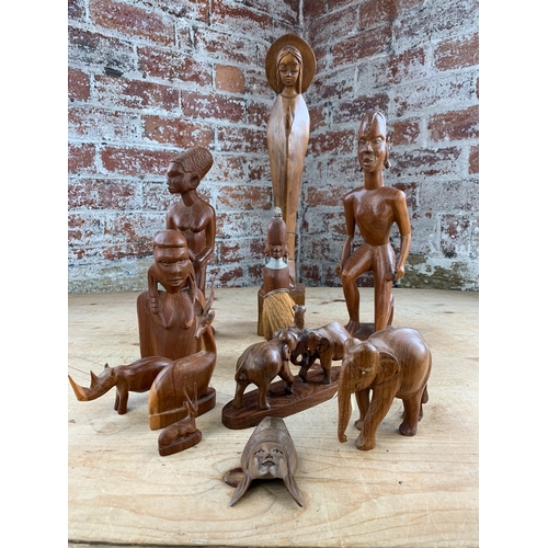 117 - Collection of Largely African Hard Wood Carvings