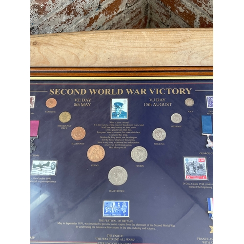 116 - The Sterling Collection Second World War Victory Commemorative Display. Inc. Coins, Stamps & Replica... 