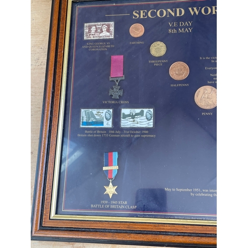 116 - The Sterling Collection Second World War Victory Commemorative Display. Inc. Coins, Stamps & Replica... 