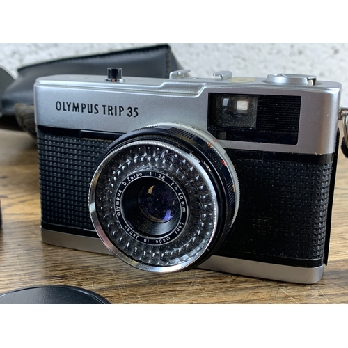 387 - Olympus Trip 35 Vintage Camera with Chinon CP-9AF SLR and Robin Light Meter