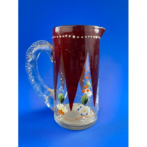 269 - Victorian Hand Painted Glass Jug