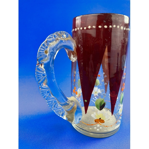 269 - Victorian Hand Painted Glass Jug