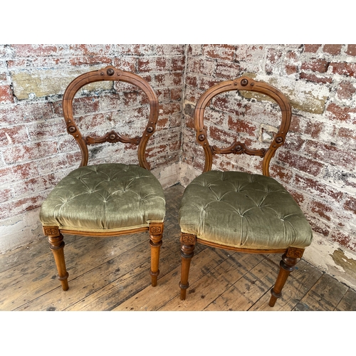 518 - Two Good Quality Victorian Balloon Back Chairs. Nice Carved Detail.