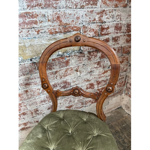 518 - Two Good Quality Victorian Balloon Back Chairs. Nice Carved Detail.