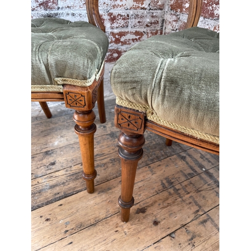 518 - Two Good Quality Victorian Balloon Back Chairs. Nice Carved Detail.