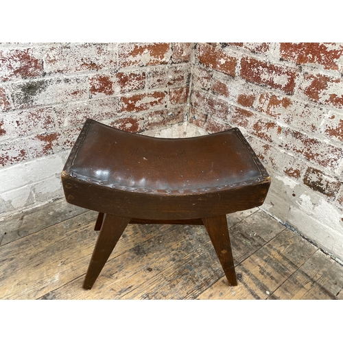 519 - Vintage Leather Saddle Shape Stool