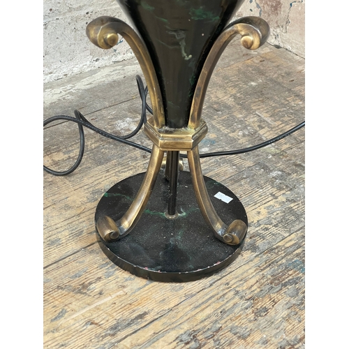 496 - Vintage Metal URN Shape Metal Lamp With Marble Effect Design.