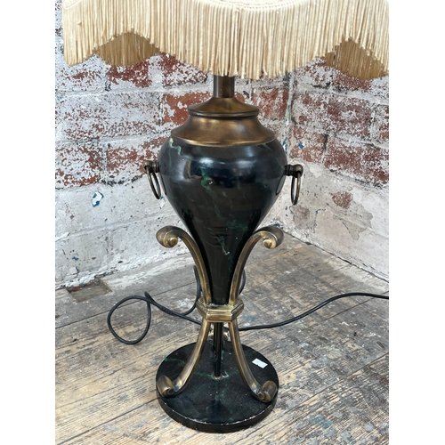 496 - Vintage Metal URN Shape Metal Lamp With Marble Effect Design.