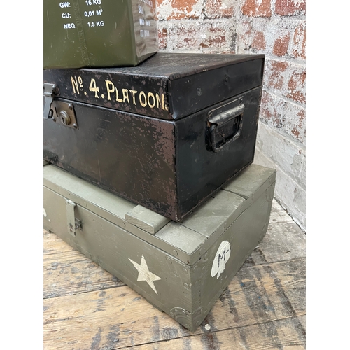 93 - 3 Ammo Boxes, 2 Metal & ! Painted Wood.