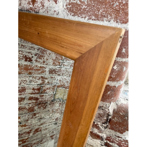 511 - Long Pine Framed Mirror With Bevelled Edge