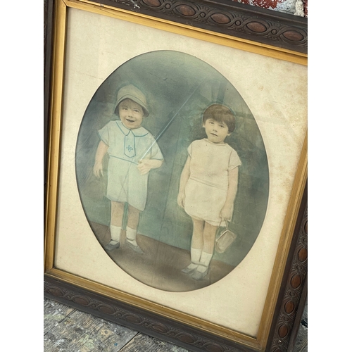 368 - Vintage Printed Photograph & Pastel Drawing In Good Quality Matching Frames