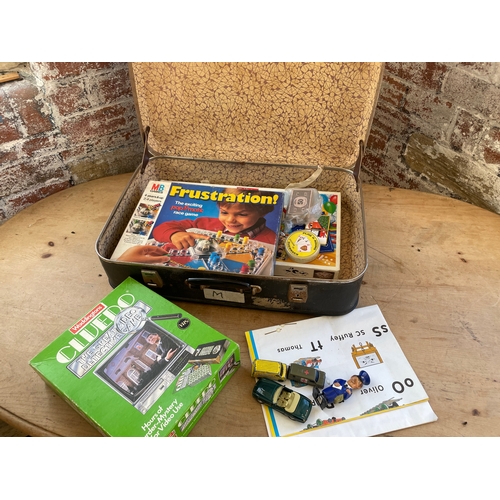 425 - Vintage Suitcase With Diecast Cars & Board Games