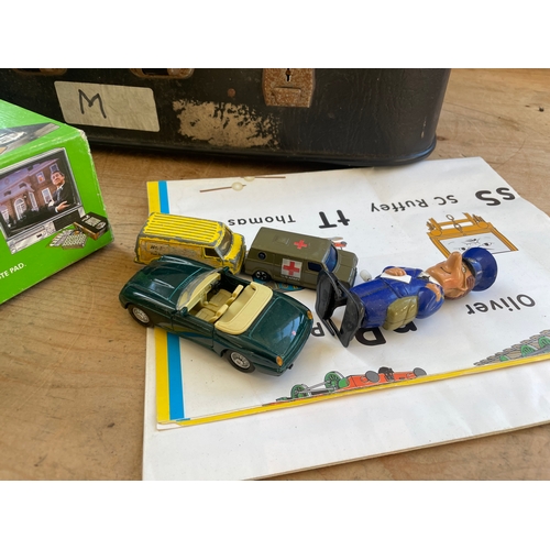 425 - Vintage Suitcase With Diecast Cars & Board Games