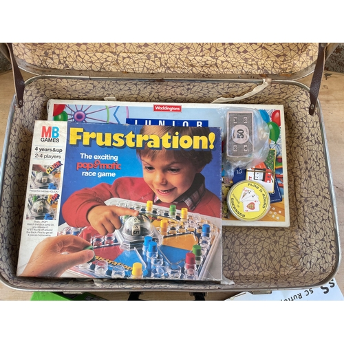 425 - Vintage Suitcase With Diecast Cars & Board Games