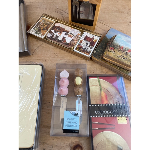 456 - Vintage Table Mats, Novelty Peelers & Cheese Set.