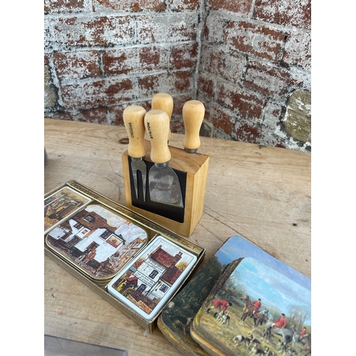 456 - Vintage Table Mats, Novelty Peelers & Cheese Set.