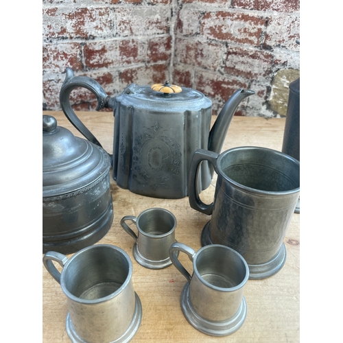 363 - Group Of Quality Antique & Vintage Pewter Items