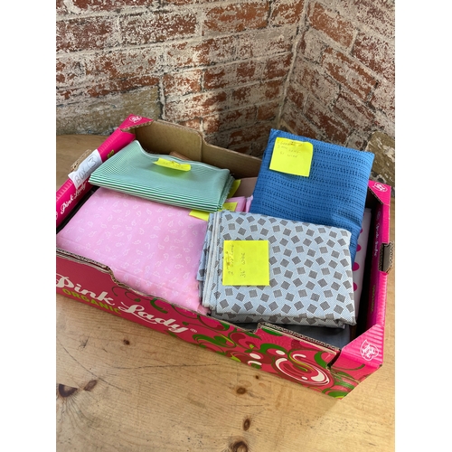 466 - Assorted Beautioful Cotton Material. Most Are Good Lengths, All Have Sizes Pinned On.