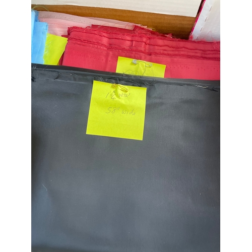 467 - Assorted Lining Material. Lots Of Colours. Most Are Good Lengths, All Have Sizes Pinned On.
