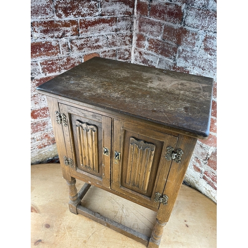 529 - Old Charm Solid Wood Small Side Table With Cupboard