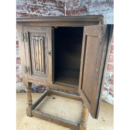 529 - Old Charm Solid Wood Small Side Table With Cupboard