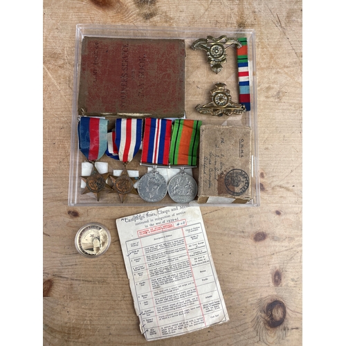 435 - WW2 World War Two Service Medals & service Book. 2020 Gibralter Crown.