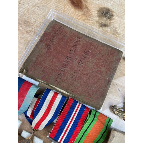 435 - WW2 World War Two Service Medals & service Book. 2020 Gibralter Crown.