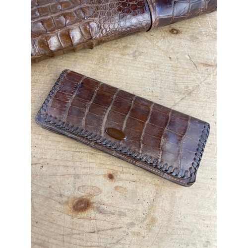 464 - Vintage Crocodile Leather Handbag & Purse.