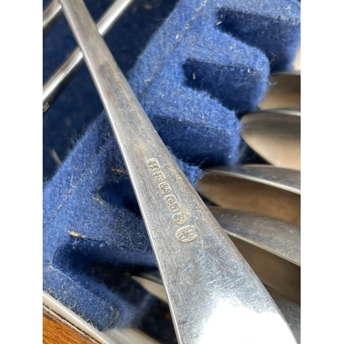 460 - Complete Vintage Oak Canteen Of WH&Co. Plated Cutlery