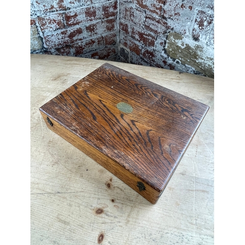 460 - Complete Vintage Oak Canteen Of WH&Co. Plated Cutlery