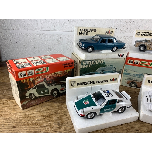 38 - Four Large Vintage Polistil Diecast Cars - Porsche Polizei, Volvo 164E, Lancia Fulvia Spedizione, Br... 