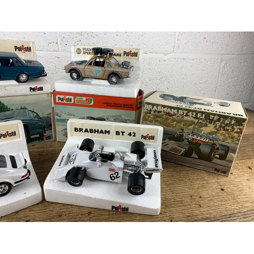 38 - Four Large Vintage Polistil Diecast Cars - Porsche Polizei, Volvo 164E, Lancia Fulvia Spedizione, Br... 