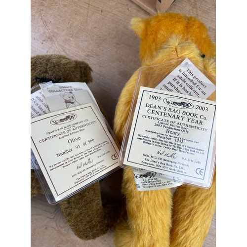 57 - Two Limited Edition Deans Rag Book Company Bears. Olive 91/500 & Henry 1535