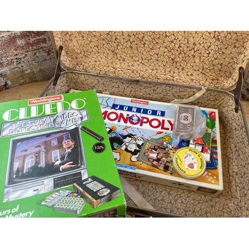 347 - Vintage Suitcase With Diecast Cars & Board Games