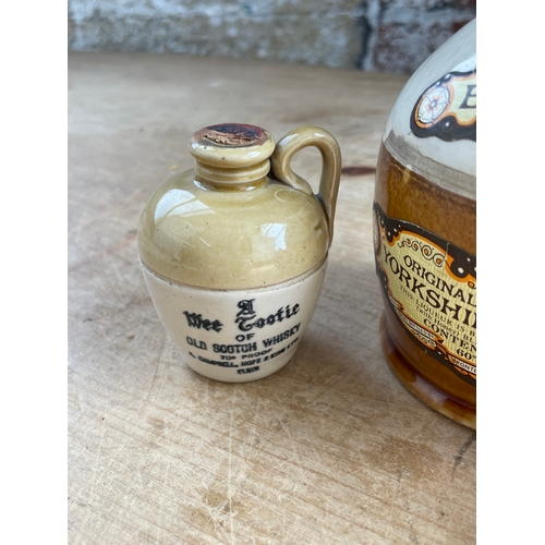 115 - Miniature Vintage Whiskey Flagons & Guinness Bottle.