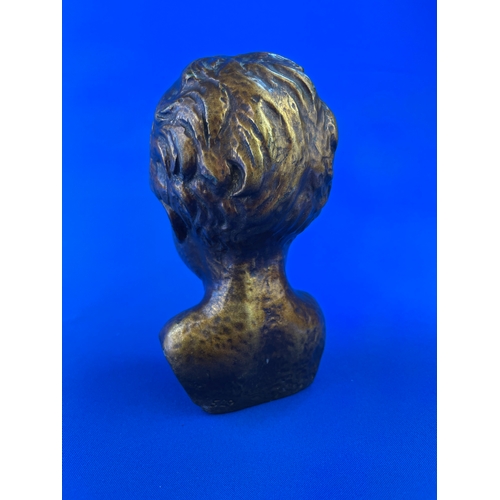 220 - Small Child Bust With Bronze Effect Glaze Marked 529