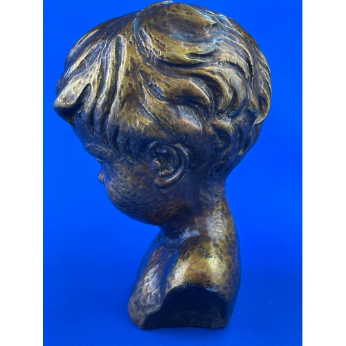 220 - Small Child Bust With Bronze Effect Glaze Marked 529