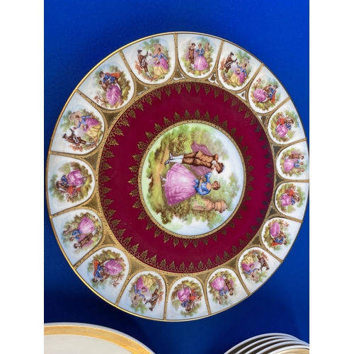 224 - Bavaria, German Cabinet Plate & 6 Czechoslovakian Fruit Pattern Plates