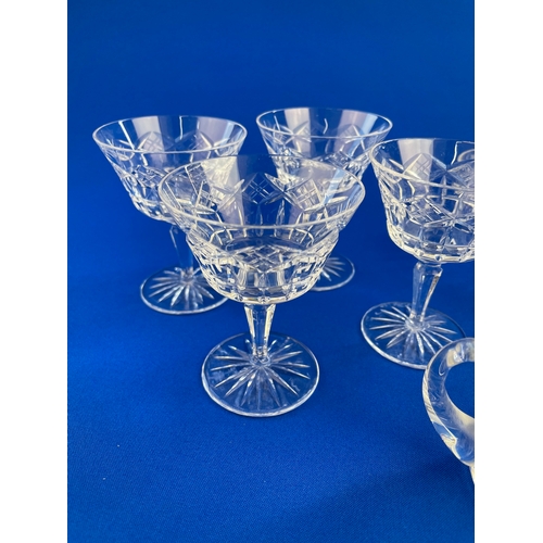 351 - Quality Cut Glass Items Inc. 4 Sherry Glasses, Sugar Bowl & Cream, 5 Trifle Dishes