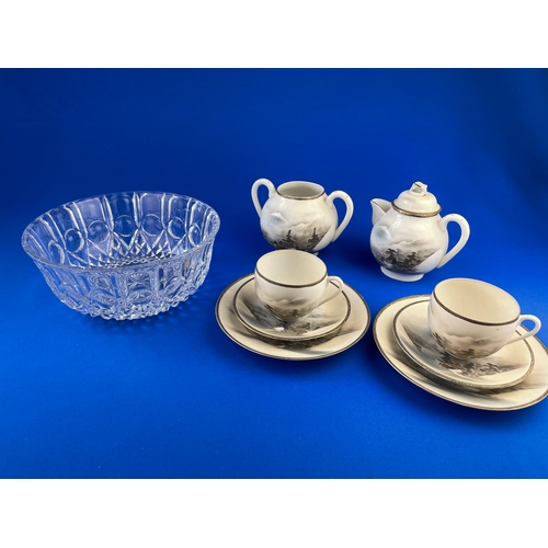 119 - Quality Cut Glass Bowl & Japanese Tea Set