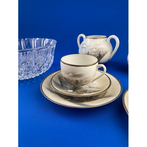 119 - Quality Cut Glass Bowl & Japanese Tea Set