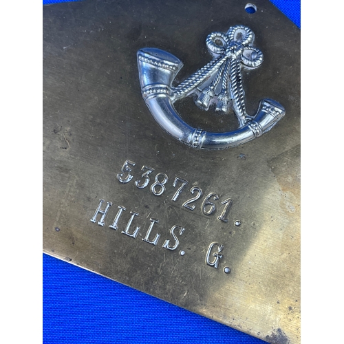 122 - WW1 World War One Military Bed Plaque, Brass Foot Plate