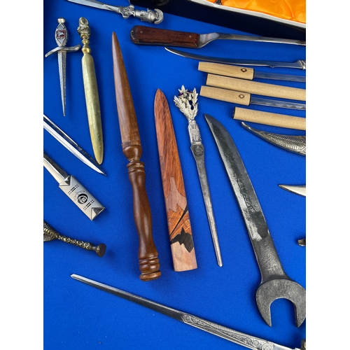 44 - Collection Of Letter Openers, Daggers & Miniature Swords.