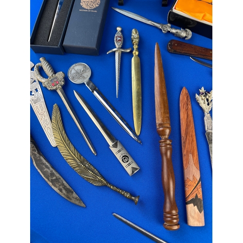 44 - Collection Of Letter Openers, Daggers & Miniature Swords.