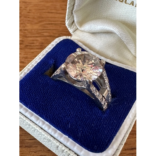 2 - Very Large Approximately 4ct Diamond Set With 20 Smaller Diamonds In A White Gold Ring Of Unknown Ca... 