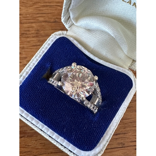 2 - Very Large Approximately 4ct Diamond Set With 20 Smaller Diamonds In A White Gold Ring Of Unknown Ca... 