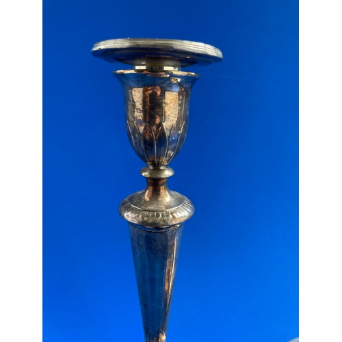 125 - Pair Of Antique Silver On Copper 11inch Candle Sticks